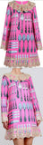 Utensil Print Lace-Trim Shift Dress