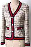 Contrast-Trim Tweed Jacket