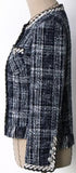 Braided-Trim Fringed Tweed Jacket