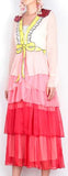 Embroidered Sequined Layered Long Silk Dress - DESIGNER INSPIRED FASHIONS