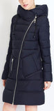 Asymmetric Zip Puffer Down Coat in Deep Blue - DESIGNER INSPIRED FASHIONS