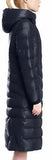 Belted Fur Pom Pom Puffer Down Coat in Dark Blue - DESIGNER INSPIRED FASHIONS