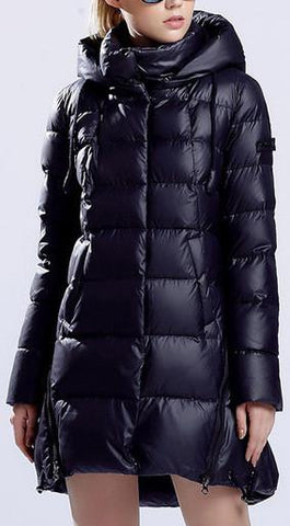 Hooded Short Thick Down Puffer Coat in Dark Blue - DESIGNER INSPIRED FASHIONS