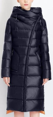 Hooded Thick Puffer Down Coat in Dark Blue - DESIGNER INSPIRED FASHIONS