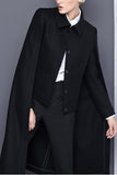 Black Wool Cape Jacket - DESIGNER INSPIRED FASHIONS