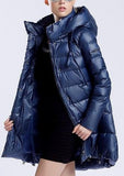 Hooded Short Thick Down Puffer Coat in Blue - DESIGNER INSPIRED FASHIONS