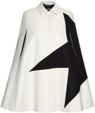 Contrast-Star Wool Blend Cape - DESIGNER INSPIRED FASHIONS