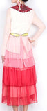 Embroidered Sequined Layered Long Silk Dress - DESIGNER INSPIRED FASHIONS