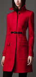 'Equestrian' Buckle Wool Coat in Red - DESIGNER INSPIRED FASHIONS