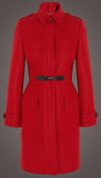 'Equestrian' Buckle Wool Coat in Red - DESIGNER INSPIRED FASHIONS