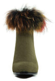 Fur-Trimmed Suede Booties - Black or Green