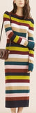 Multi Stripe Rib Knit Dress - DESIGNER INSPIRED FASHIONS