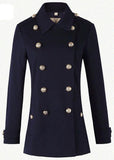 Back Pleat Military Coat in Black - DESIGNER INSPIRED FASHIONS