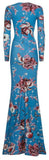 Floral Long Wrap-Effect Jersey Silk Gown