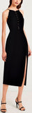 Silver Ball Button-Embellished Sleeveless Midi Dress, Black or White