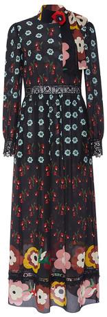 Black Flowers Border Dress - DESIGNER INSPIRED FASHIONS