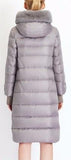 Long Puffer Coat with Rabbit Fur Hood in Grey - DESIGNER INSPIRED FASHIONS