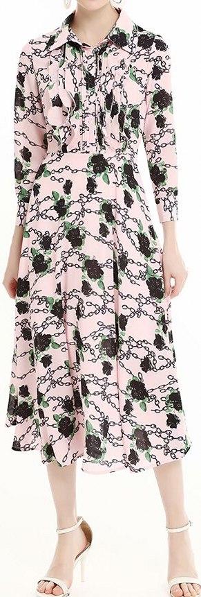 Rose and Chain Link Ruffle Shirt-Dress