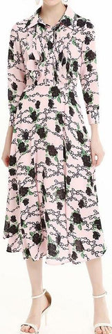 Rose and Chain Link Ruffle Shirt-Dress