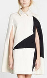 Contrast-Star Wool Blend Cape - DESIGNER INSPIRED FASHIONS