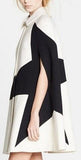 Contrast-Star Wool Blend Cape - DESIGNER INSPIRED FASHIONS
