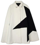Contrast-Star Wool Blend Cape - DESIGNER INSPIRED FASHIONS