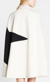 Contrast-Star Wool Blend Cape - DESIGNER INSPIRED FASHIONS