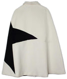 Contrast-Star Wool Blend Cape - DESIGNER INSPIRED FASHIONS