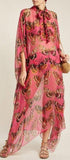 Butterfly Print Chiffon Kaftan Dress