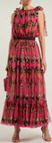 Butterfly Print Chiffon Top and Skirt Set