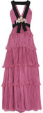 Floral Applique Pleated-Layer Dress - DESIGNER INSPIRED FASHIONS