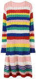 Knit Striped Crochet Midi Dress