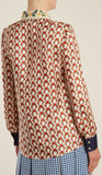 Guns-Print Bow-Embellished Silk-Twill Blouse