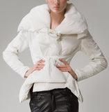 Large Collar Puffer Down Jacket in White - DESIGNER INSPIRED FASHIONS