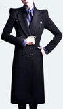 Black Military Double-Breasted Long Wool Coat - DESIGNER INSPIRED FASHIONS