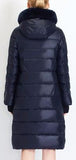 Long Puffer Coat with Rabbit Fur Hood in Dark Blue - DESIGNER INSPIRED FASHIONS