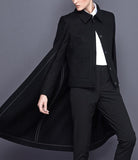 Black Wool Cape Jacket - DESIGNER INSPIRED FASHIONS