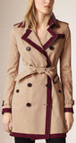 Color Block Cotton Trench Coat in Khaki - DESIGNER INSPIRED FASHIONS