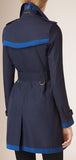 Color Block Cotton Trench Coat in Blue - DESIGNER INSPIRED FASHIONS