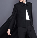 Black Wool Cape Jacket - DESIGNER INSPIRED FASHIONS