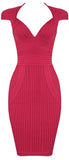 Cap-Sleeved Ribbed Mini Bandage Dress, Red