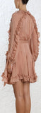 Cascade Wrap Dress, Coral/Nude