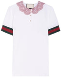 Lace-Collar Cotton Polo Shirt - DESIGNER INSPIRED FASHIONS