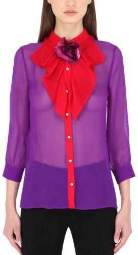 Applique Pleated Ruffled Georgette Blouse - DESIGNER INSPIRED FASHIONS