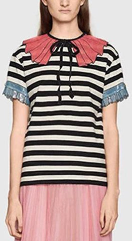 'Trompe L'oeil' Stripe Sequin T-Shirt - DESIGNER INSPIRED FASHIONS