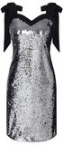 Silver Sequin-Embellished Mini Dress