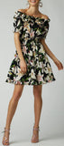 Lily Print Off-the-Shoulder Poplin Dress