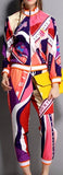 Multi Colored Printed Jacket and Pant Set