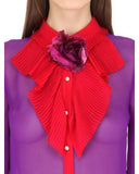 Applique Pleated Ruffled Georgette Blouse - DESIGNER INSPIRED FASHIONS