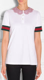 Lace-Collar Cotton Polo Shirt - DESIGNER INSPIRED FASHIONS